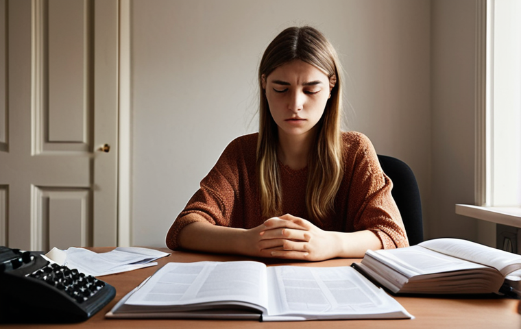 **
* **Prompt:** A young, slightly overwhelmed psychologist sitting at their desk, surrounded by paperwork and therapy manuals. The room is a small, modestly furnished office. Focus on conveying a sense of early career stress and the gap between theoretical knowledge and practical application. Soft, diffused lighting.
**
