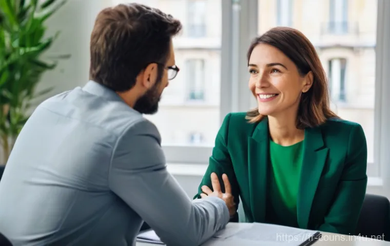 상담심리사 채용 면접 팁 - **Prompt 1: The Empathetic Connection in an Interview**
"A professional and warm interview setti...