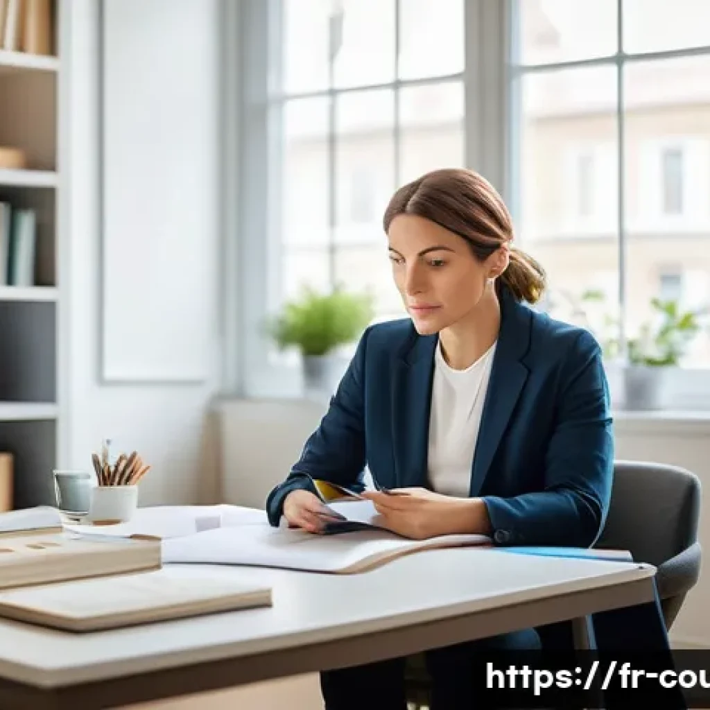 상담심리사로서 자격 유지 요건 - A professional French psychologist in a modern, bright office setting, attentively listening to a cl...