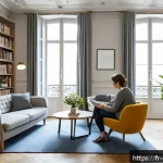 Home 21 상담심리사 경력 발전 기회 - A professional clinical psychologist’s modern office in Paris, bright and welcoming with minimalist ...