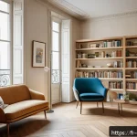 Home 19 상담심리사 면접에서 자주 묻는 질문 - A warm and inviting therapy room scene in a modern Parisian apartment, showcasing a compassionate ps...