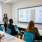 Home 23 상담심리사와 심리학 석사과정의 연계성 - A diverse group of psychology students in a modern French university classroom, attentively particip...